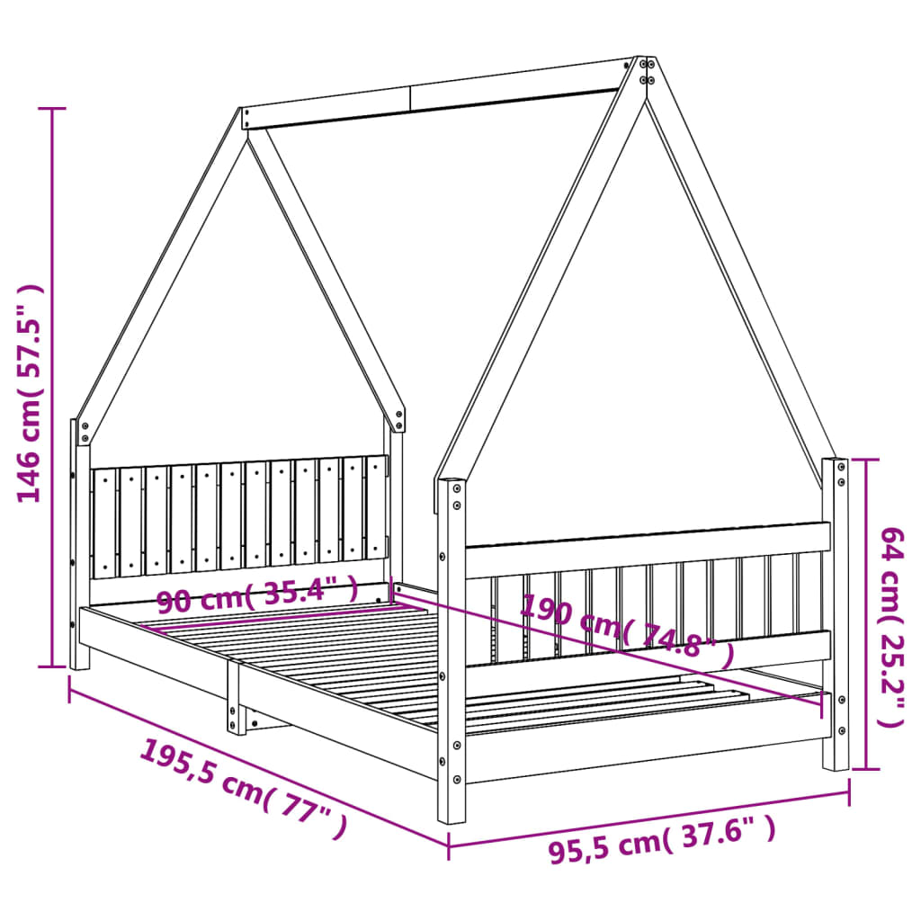 Kinderbettstruktur Macker Wood 90x190 cm