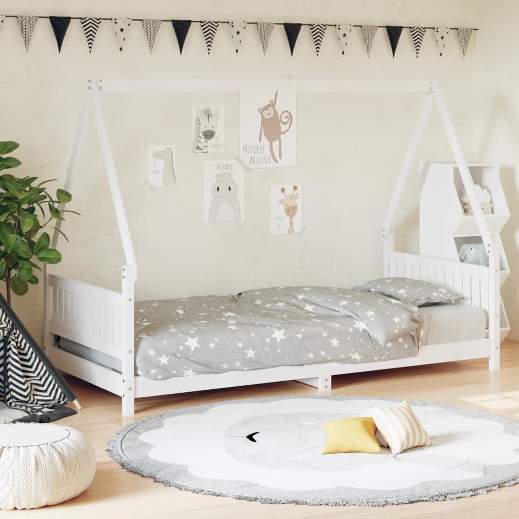 Vetonek Estructura de cama para niños madera de pino blanco 90x190 cm