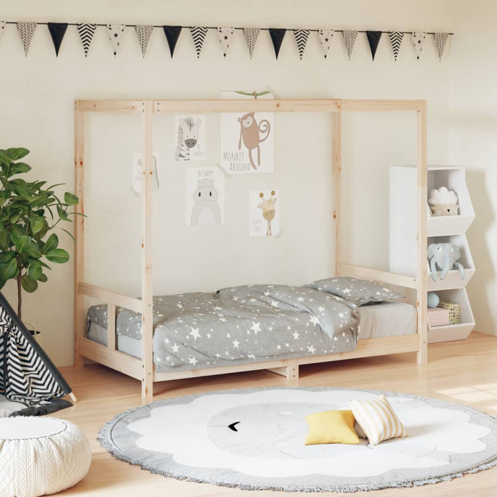 Vetonek Estructura de cama para niños madera maciza de pino 80x160 cm