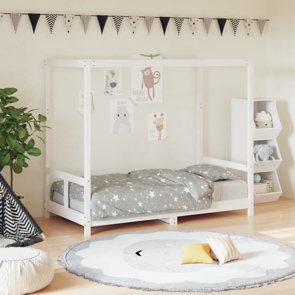 Vetonek Estructura de cama para niños madera de pino blanco 80x160 cm