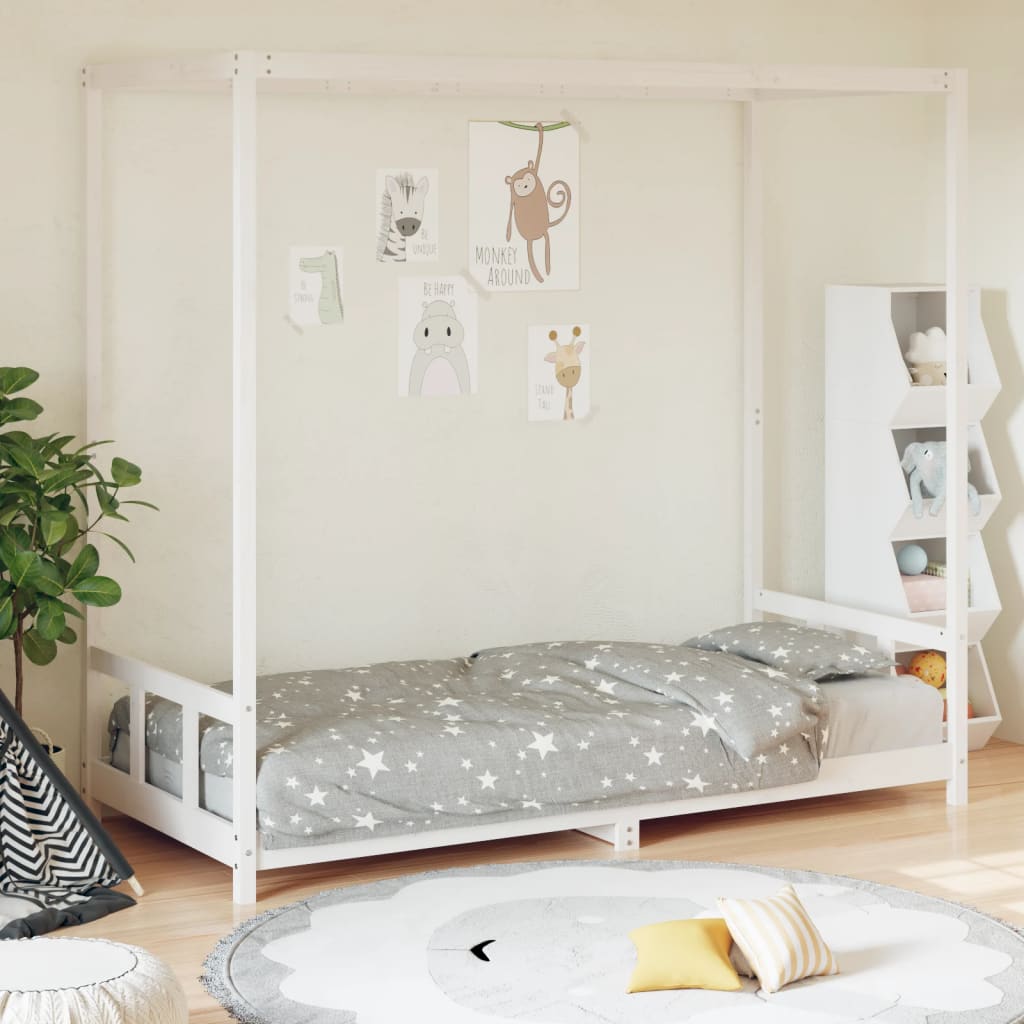 Vetonek Estructura de cama para niños madera de pino blanco 90x190 cm