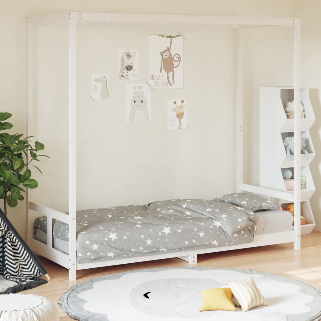 Vetonek Estructura de cama para niños madera de pino blanco 80x200 cm