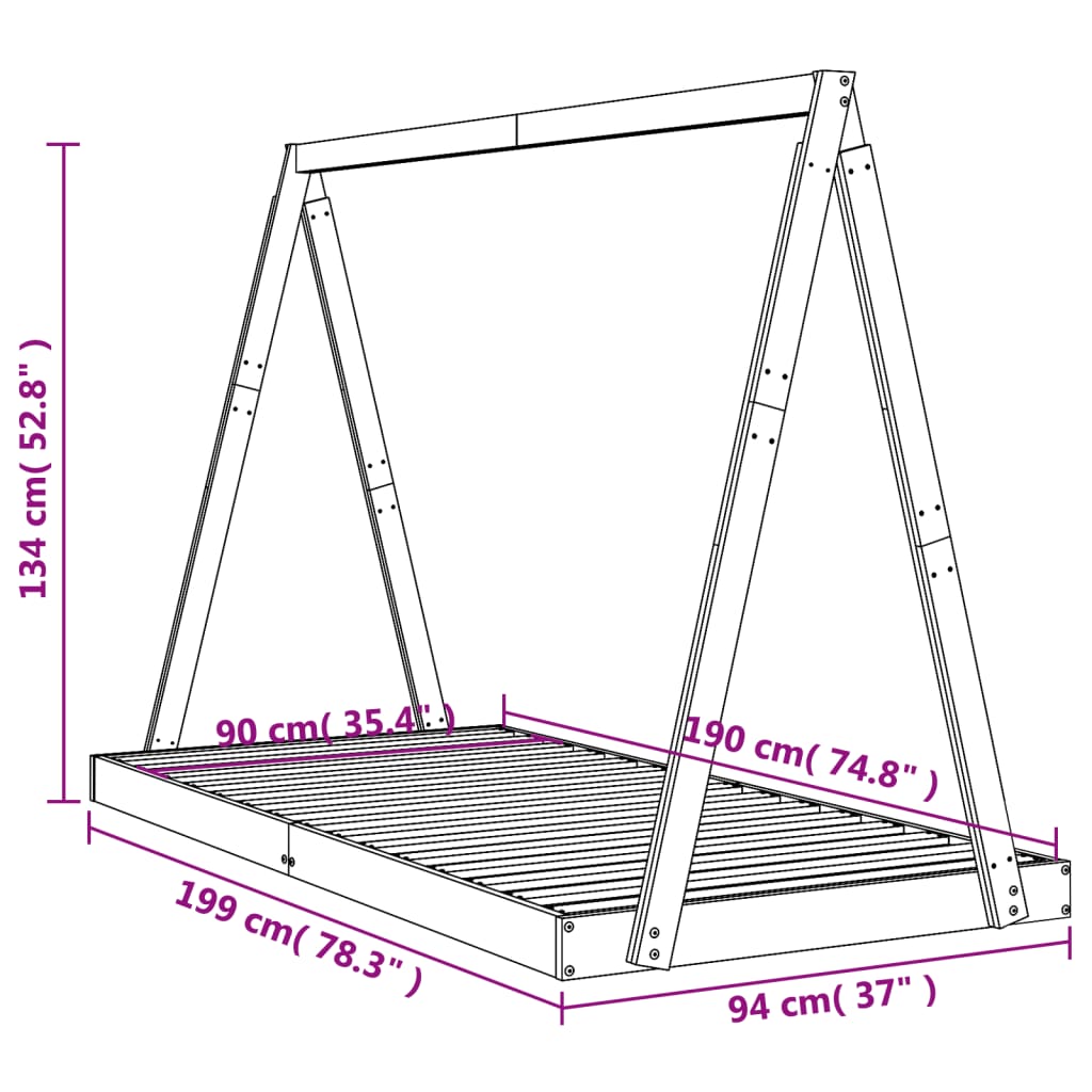 Estructura de cama para niños madera de pino blanco 90x190 cm vidaXL