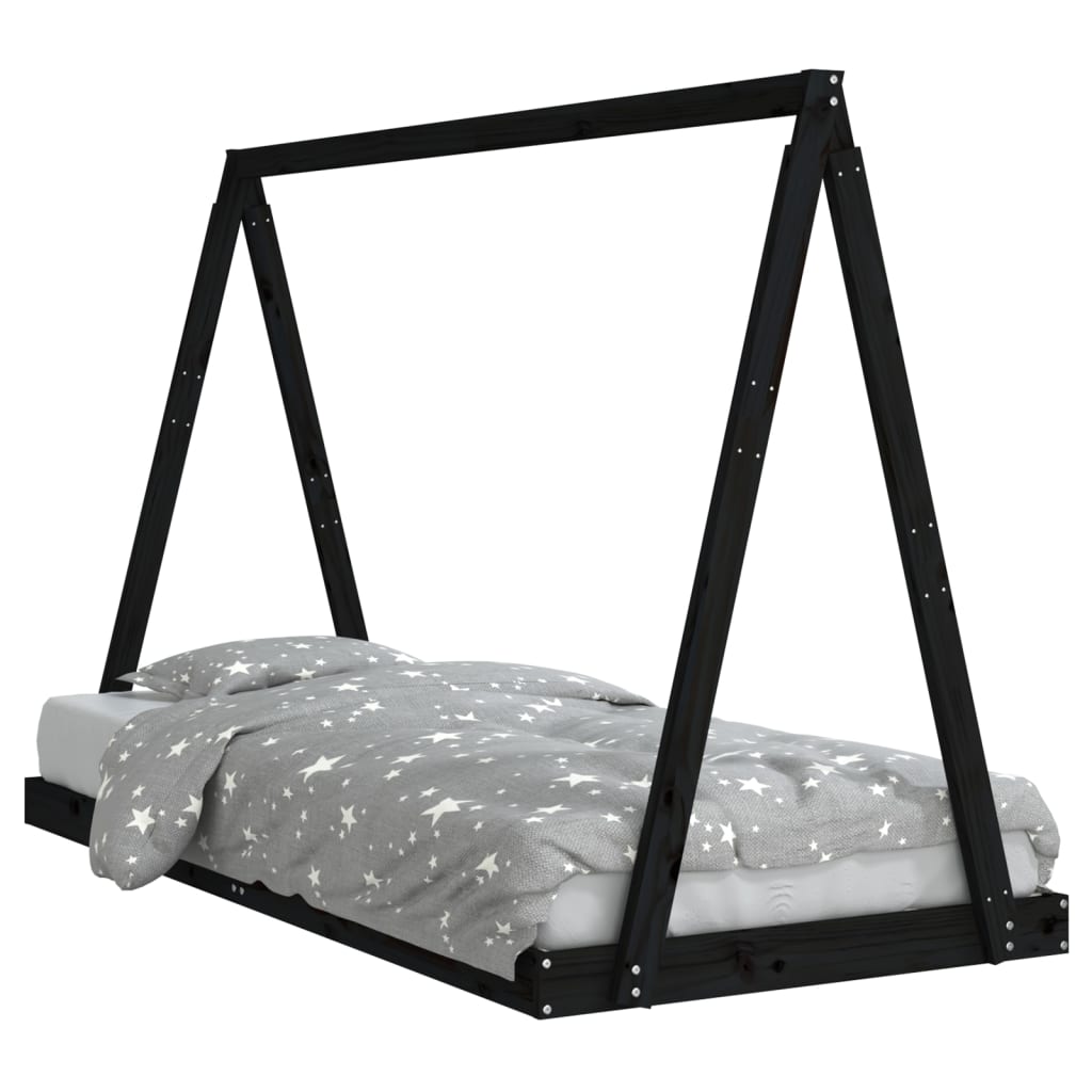 Estructura de cama para niños madera de pino negro 90x200 cm vidaXL