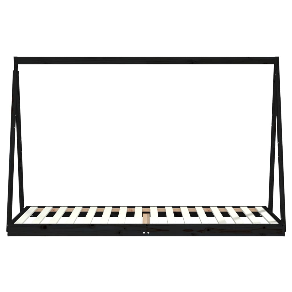 Estructura de cama para niños madera de pino negro 90x200 cm vidaXL