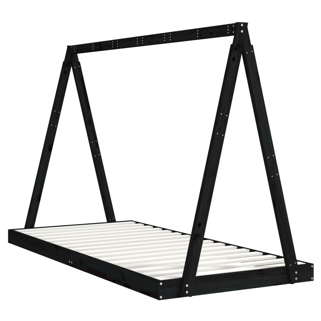 Estructura de cama para niños madera de pino negro 90x200 cm vidaXL