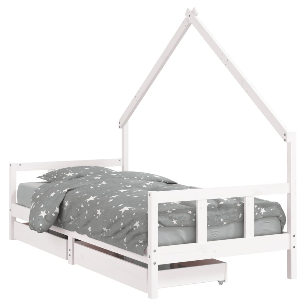 Estructura cama infantil y cajones madera pino blanco 90x190 cm vidaXL