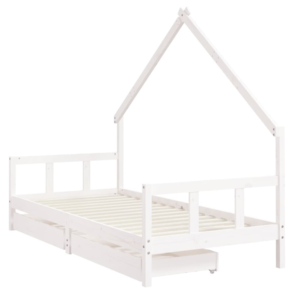 Estructura cama infantil y cajones madera pino blanco 90x190 cm vidaXL