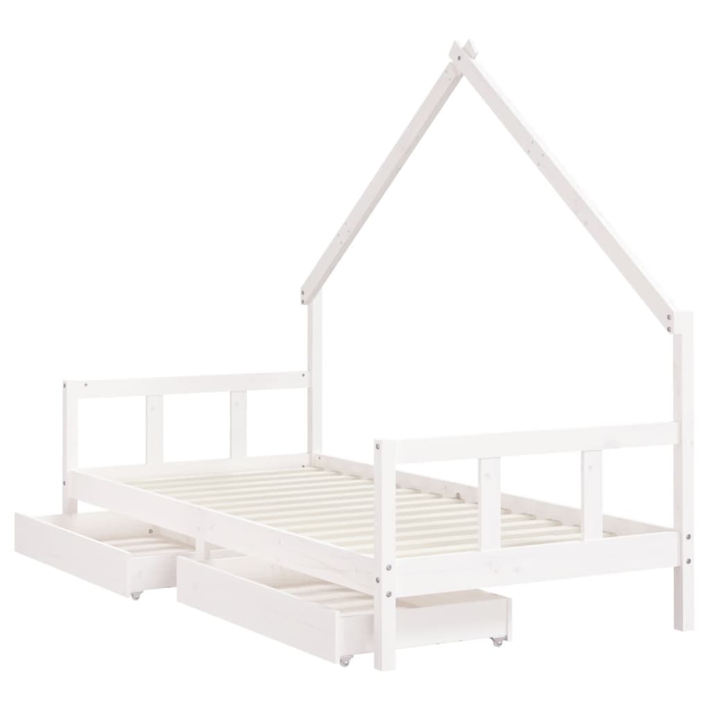 Estructura cama infantil y cajones madera pino blanco 90x190 cm vidaXL