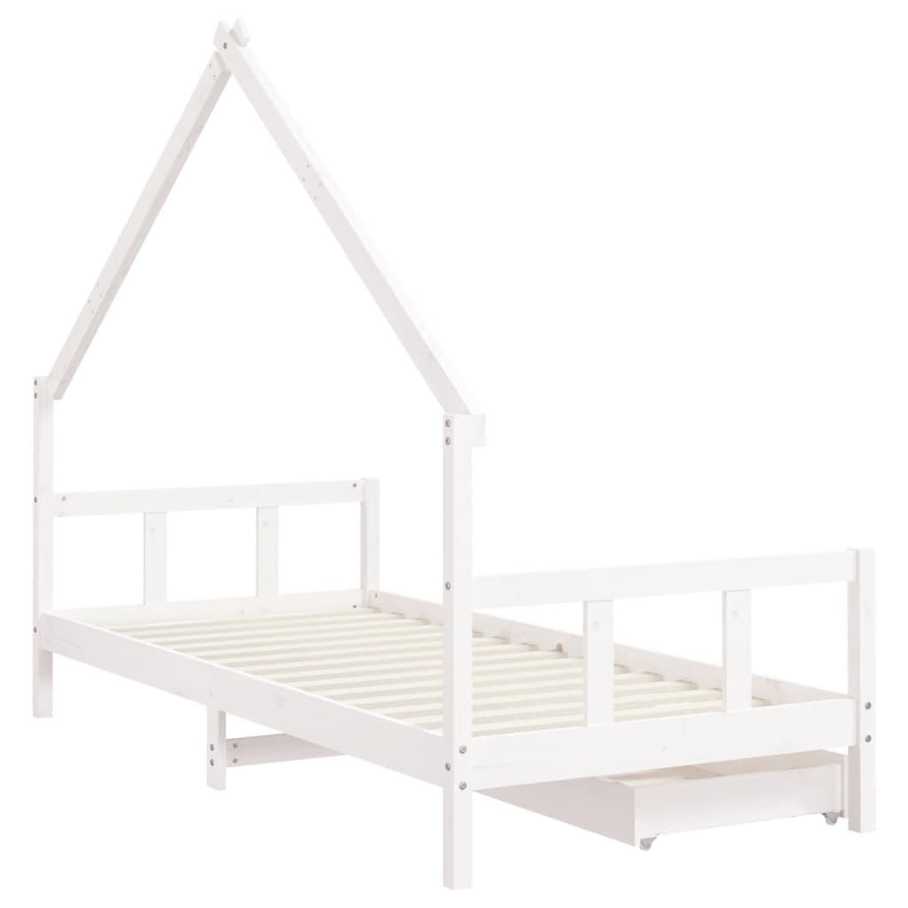 Estructura cama infantil y cajones madera pino blanco 90x190 cm vidaXL