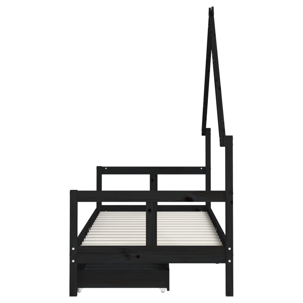 Estructura de cama niños con cajones madera pino negro 80x200cm vidaXL