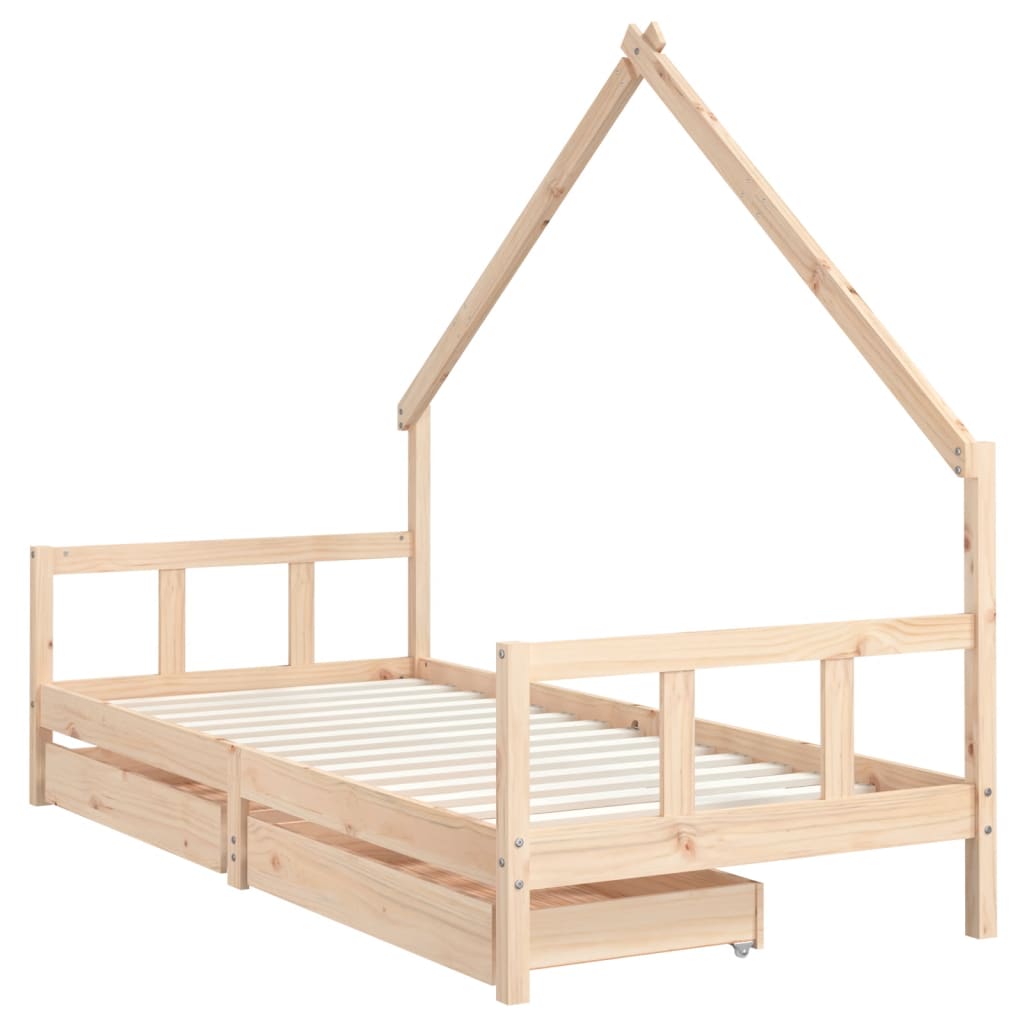 Structure du lit pour les enfants avec tiroirs en bois Pin 90x200 cm