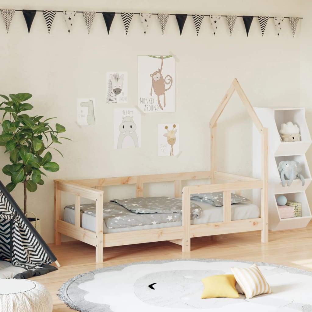 Vetonek Estructura de cama para niños madera maciza de pino 70x140 cm