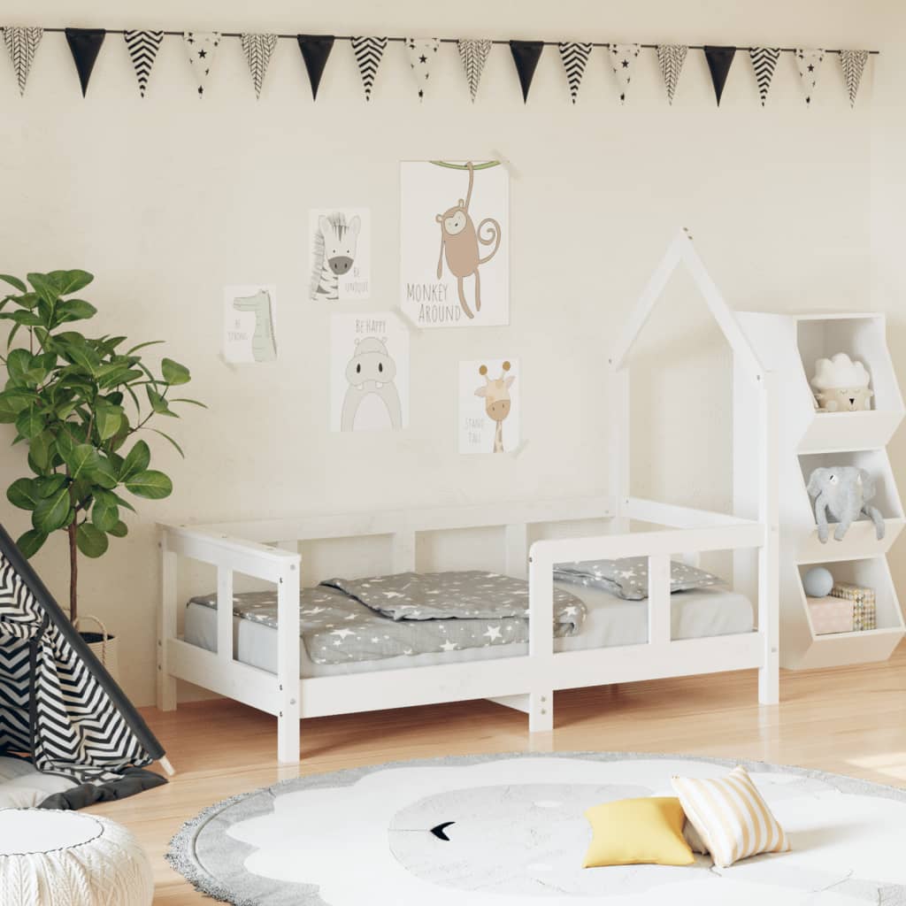 Vetonek Estructura de cama para niños madera de pino blanco 70x140 cm