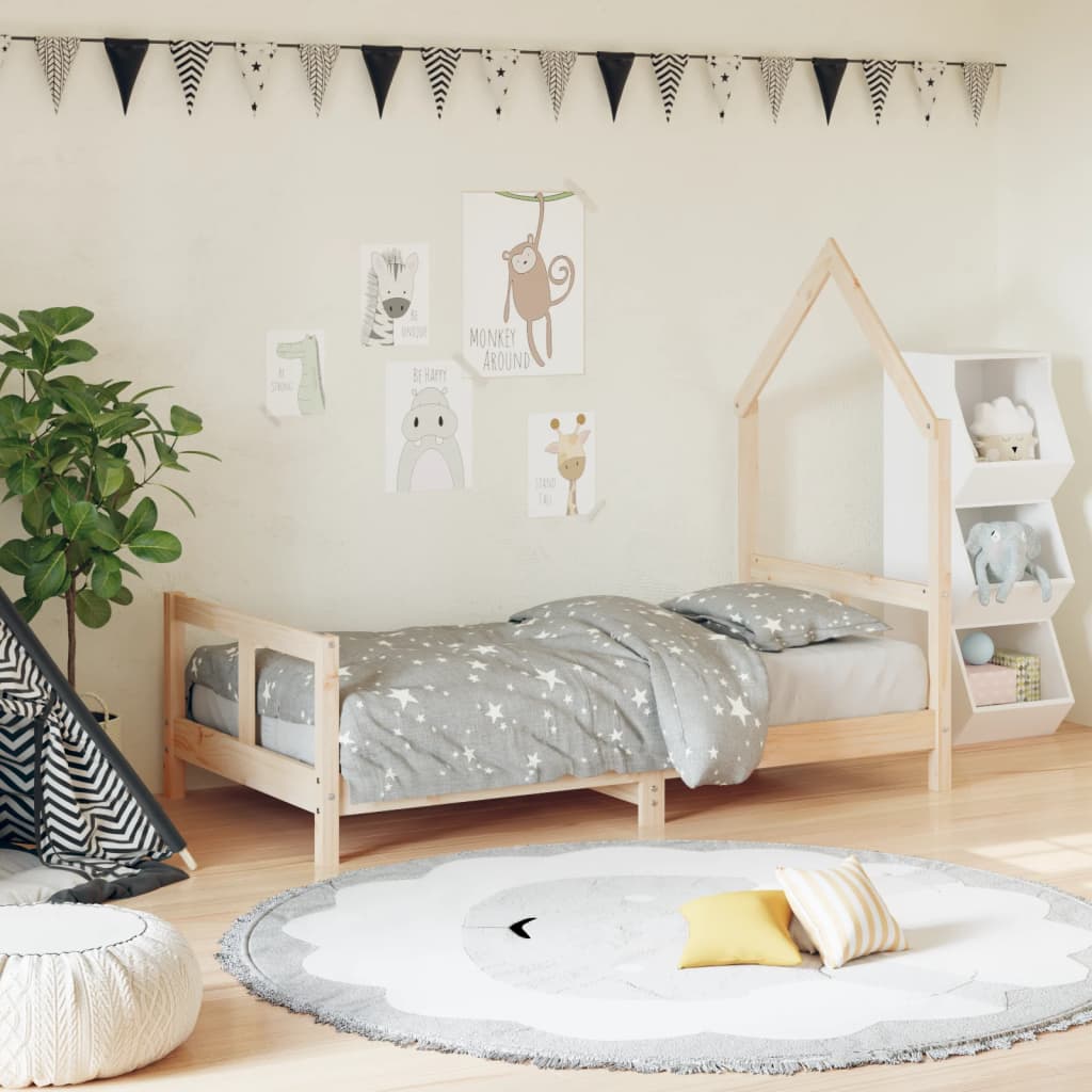 Vetonek Estructura de cama para niños madera maciza de pino 80x160 cm