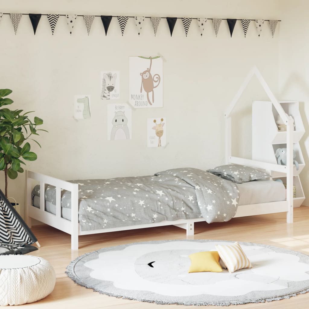 Vetonek Estructura de cama para niños madera de pino blanco 90x190 cm