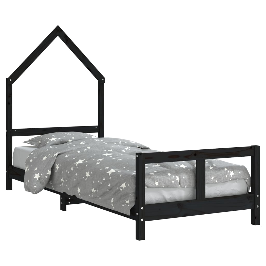 Estructura de cama para niños madera de pino negro 80x200 cm vidaXL