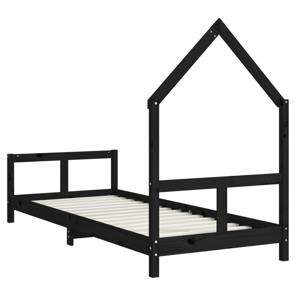 Estructura de cama para niños madera de pino negro 80x200 cm vidaXL