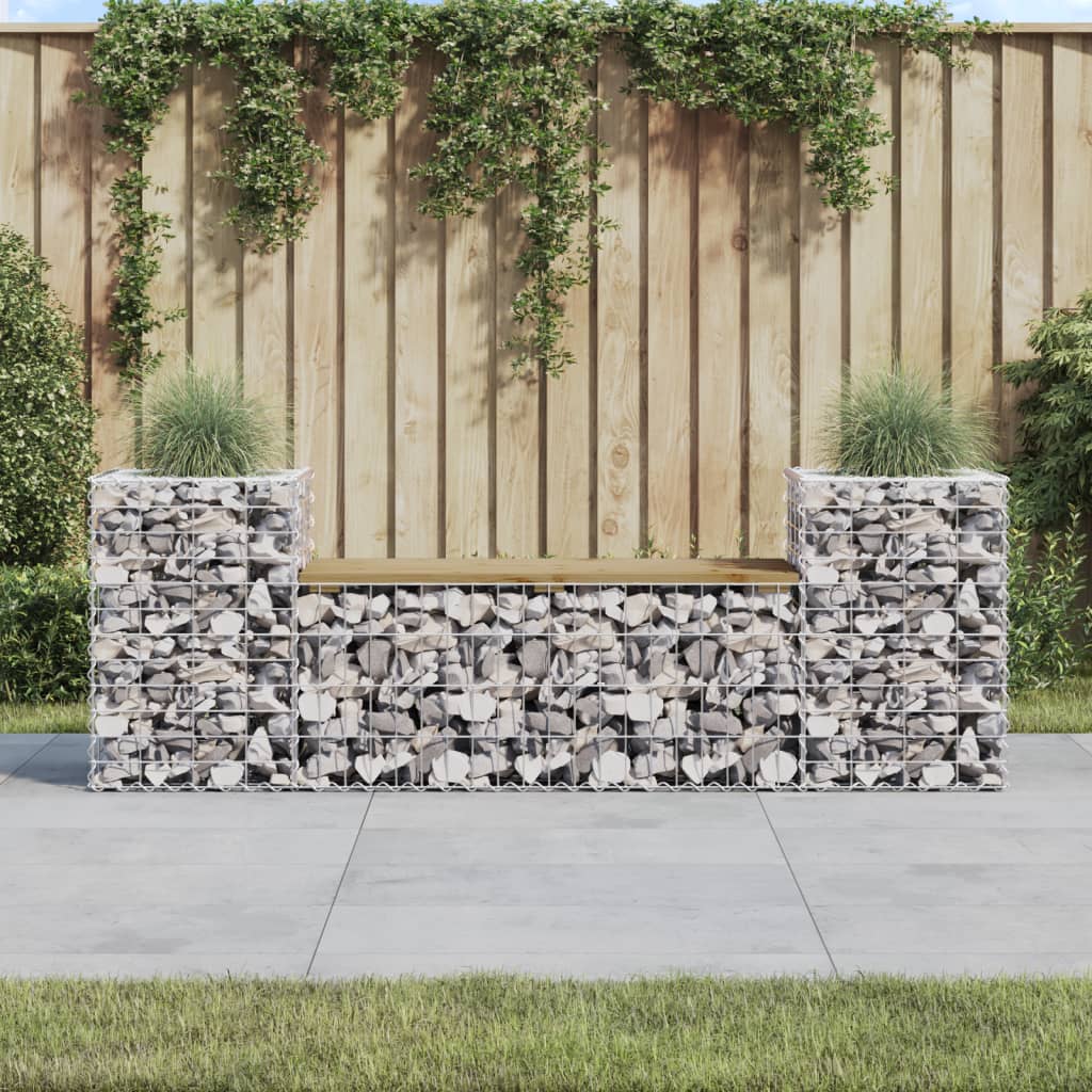 Banc de jardin avec gabions bois de pin imprégné 183x41x60,5 cm v6536 Vetonek