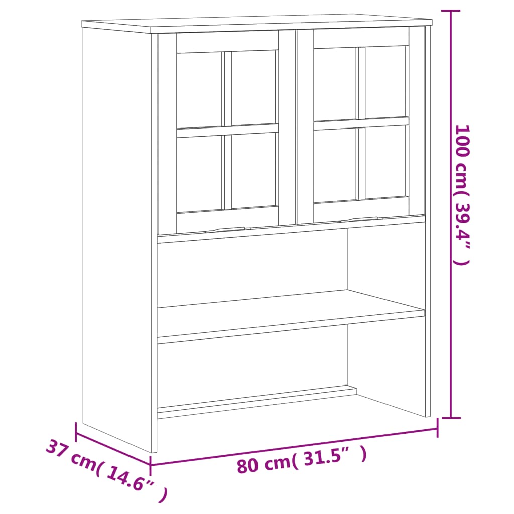 Aparador alto con puertas vidrio FLAM madera pino 80x40x180 cm vidaXL