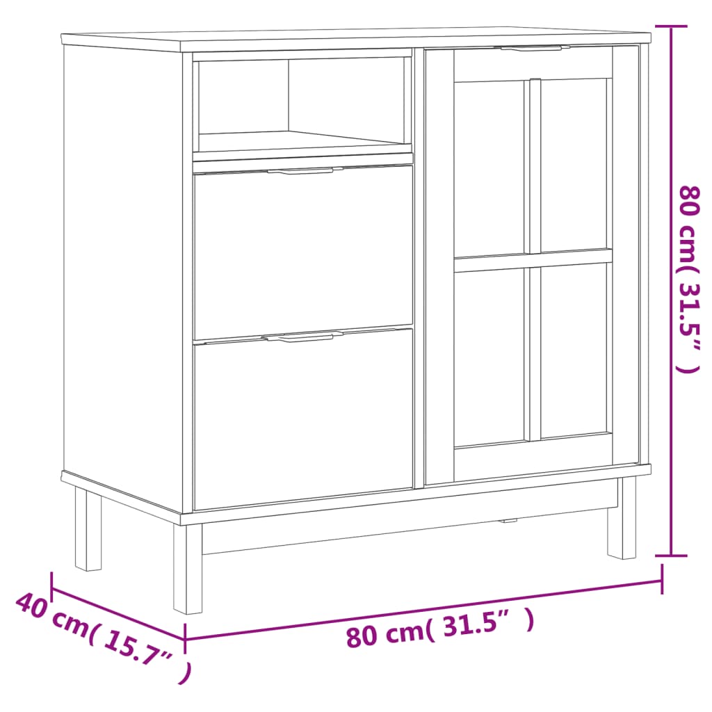 Aparador alto con puertas vidrio FLAM madera pino 80x40x180 cm vidaXL