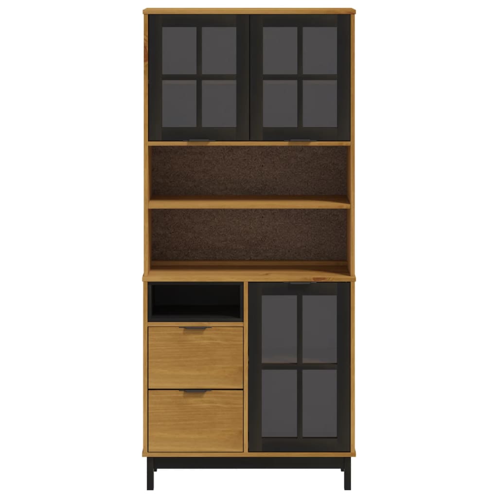 Aparador alto con puertas vidrio FLAM madera pino 80x40x180 cm vidaXL