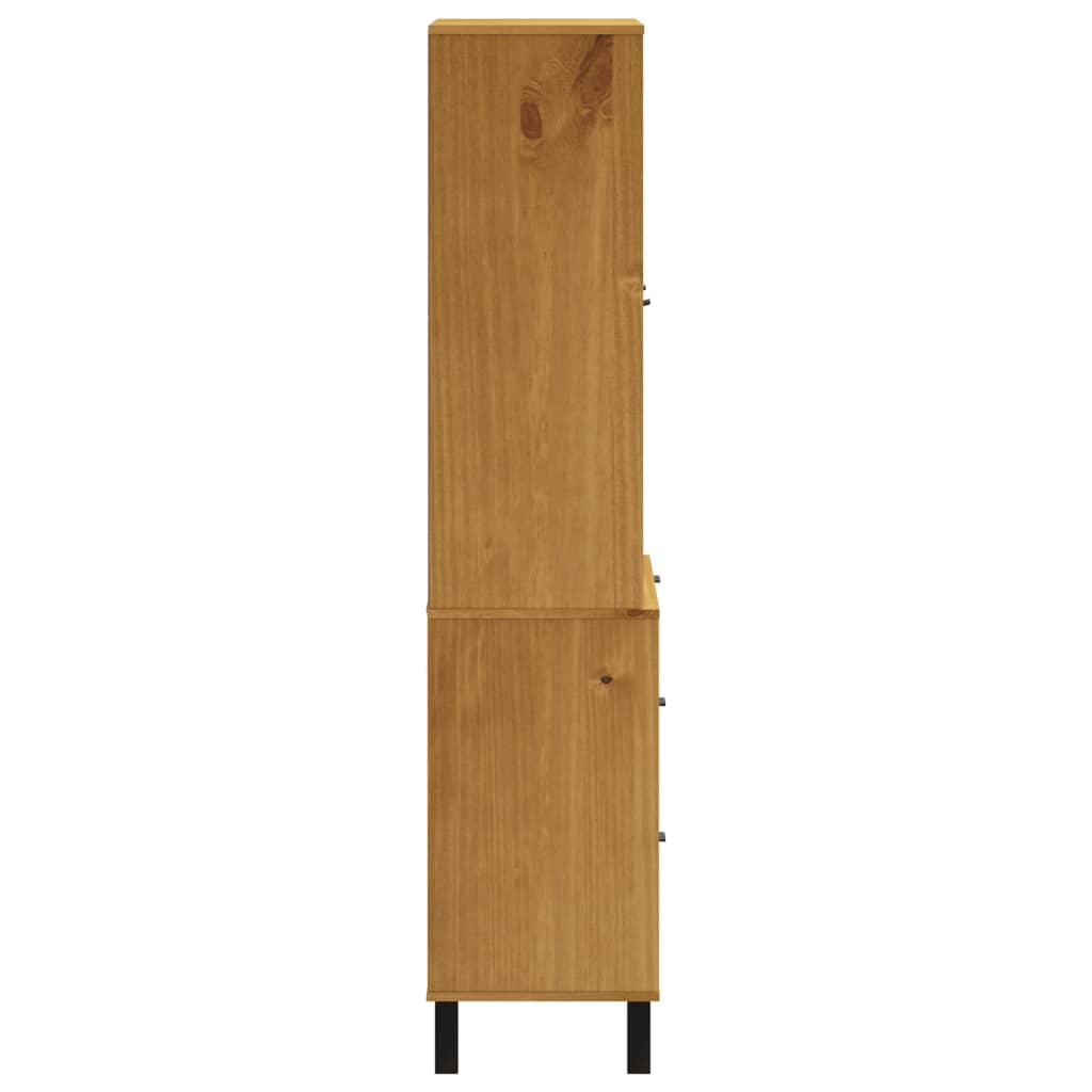 Aparador alto con puertas vidrio FLAM madera pino 80x40x180 cm vidaXL