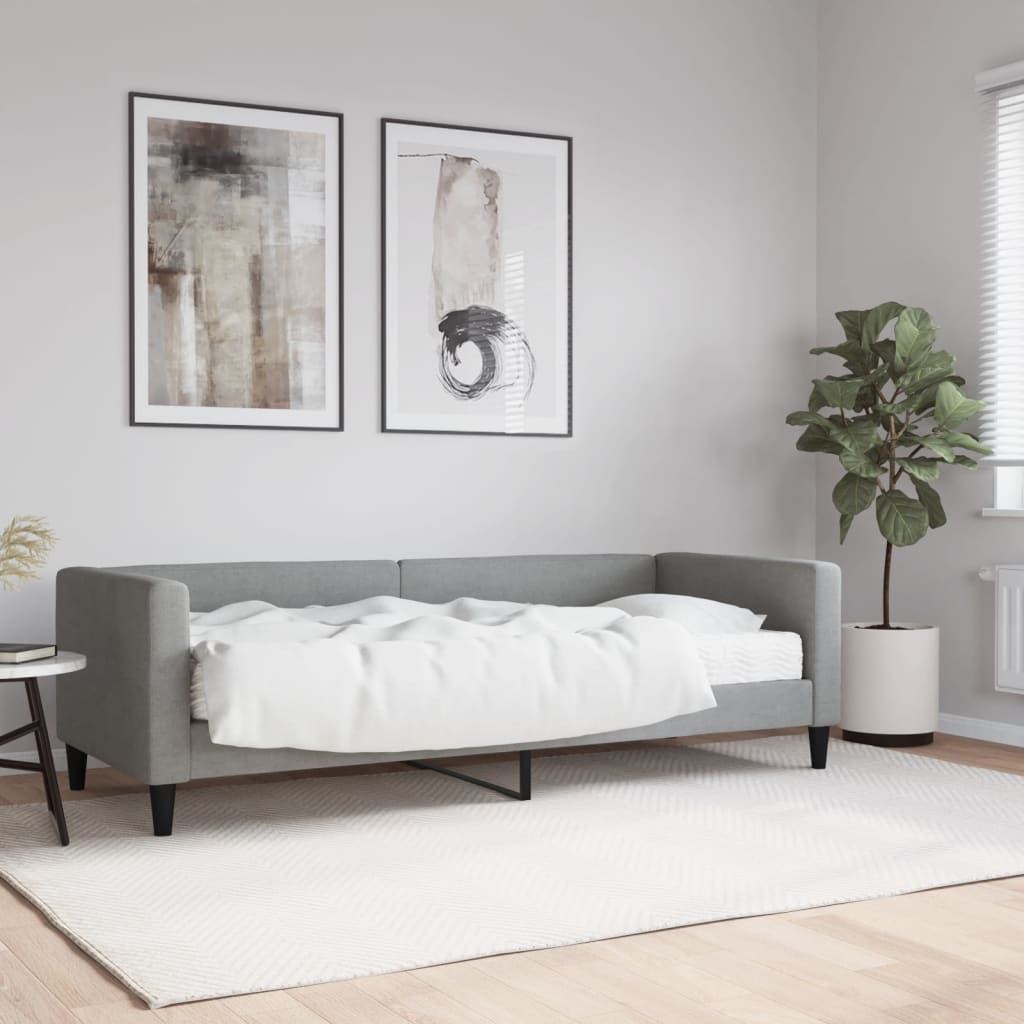 Vetonek Sofá cama con colchón, gris claro 80x200 cm