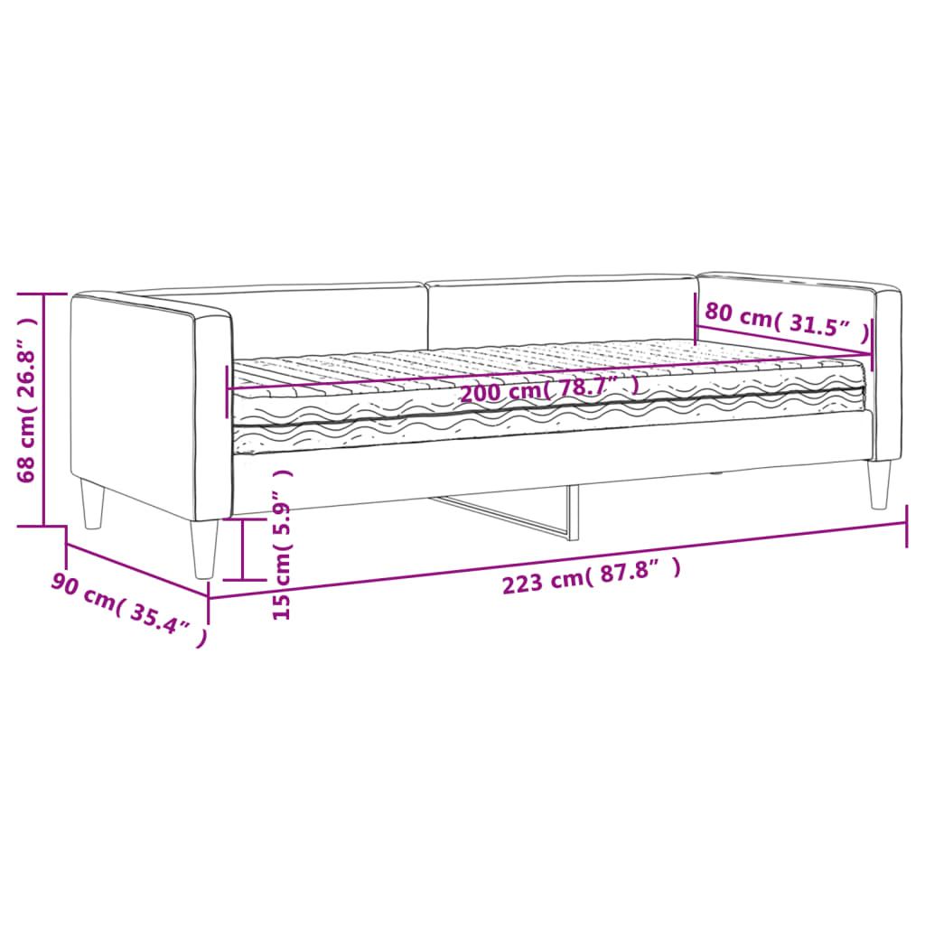 Sofa bed with gray fabric taupe 80x200 cm