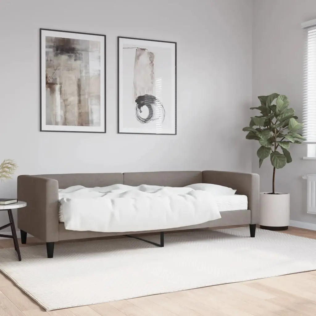 Vetonek Sofá cama con colchón tela gris taupe 80x200 cm