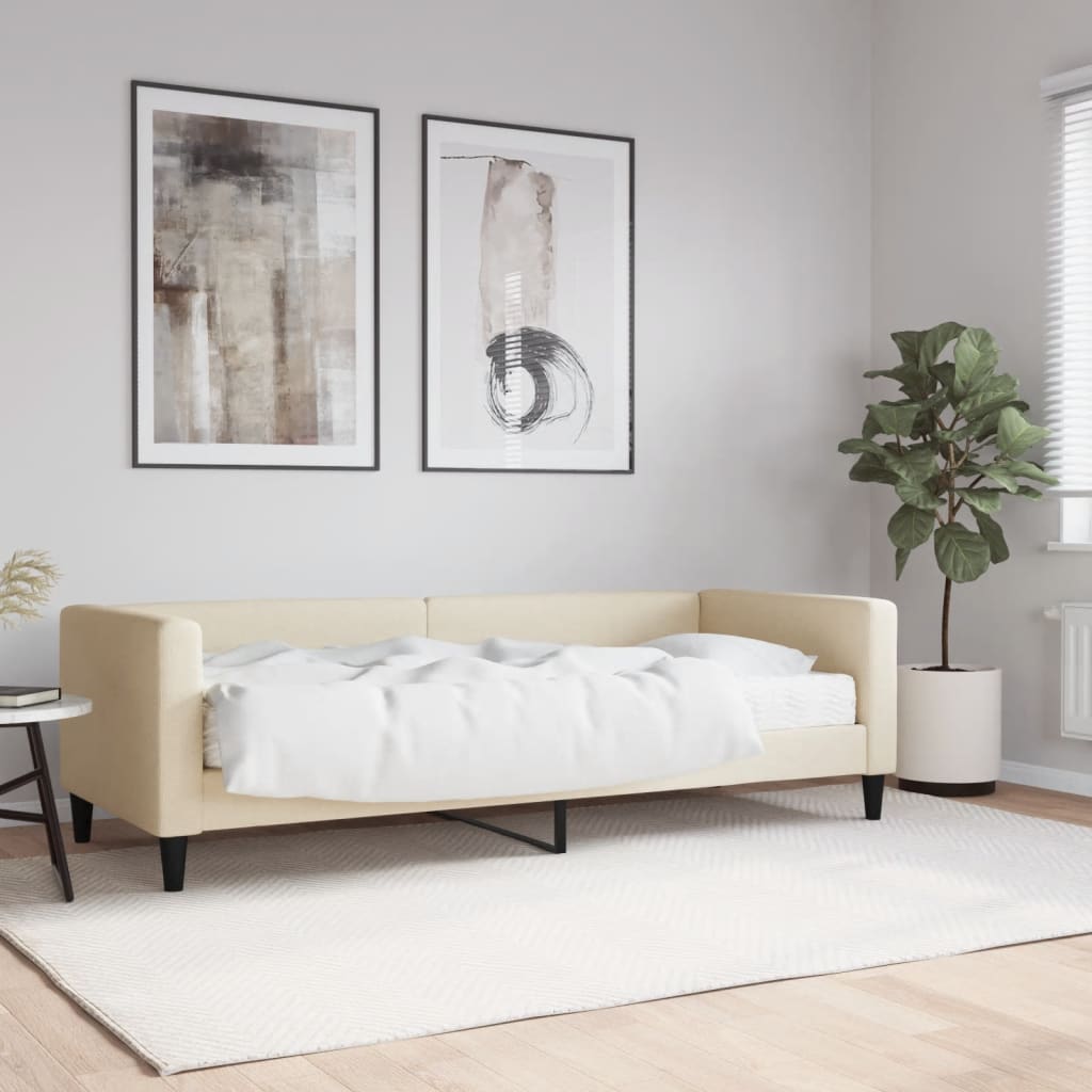 Vetonek Sofá cama con colchón, crema 80x200 cm