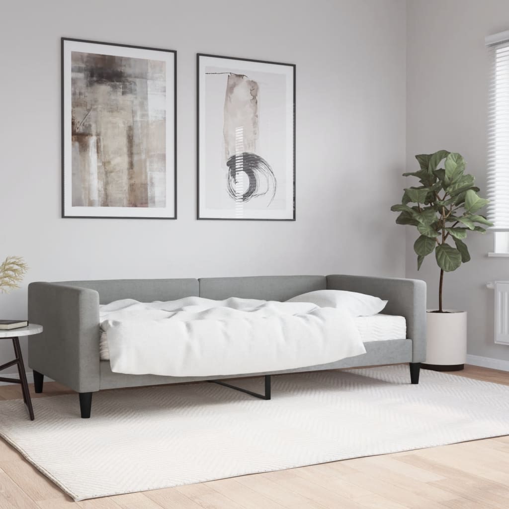 Vetonek Sofá cama con colchón, gris claro 90x200 cm