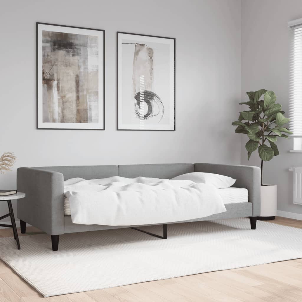 Vetonek Sofá cama con colchón, gris claro 100x200 cm