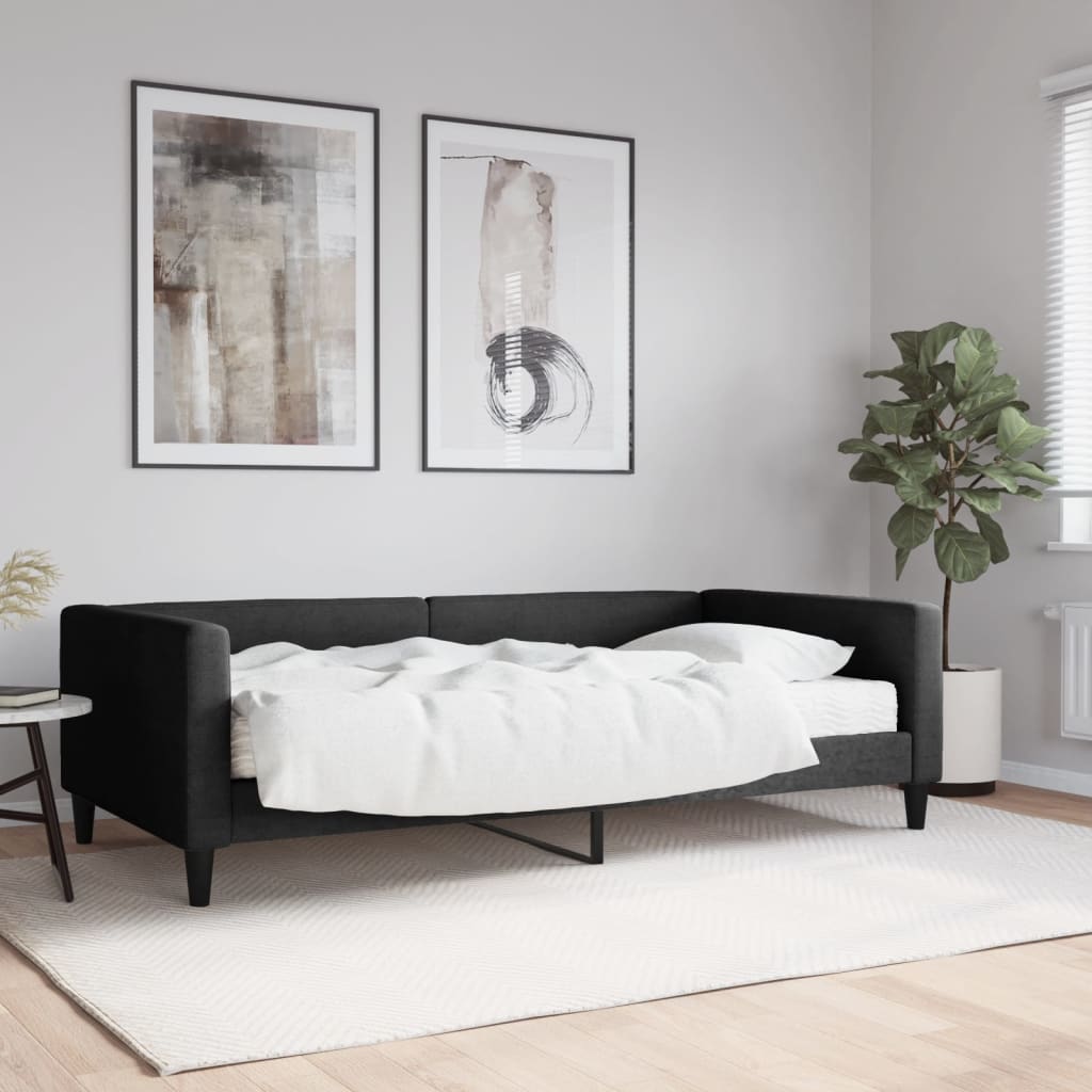 Vetonek Sofá cama con colchón, negro 100x200 cm