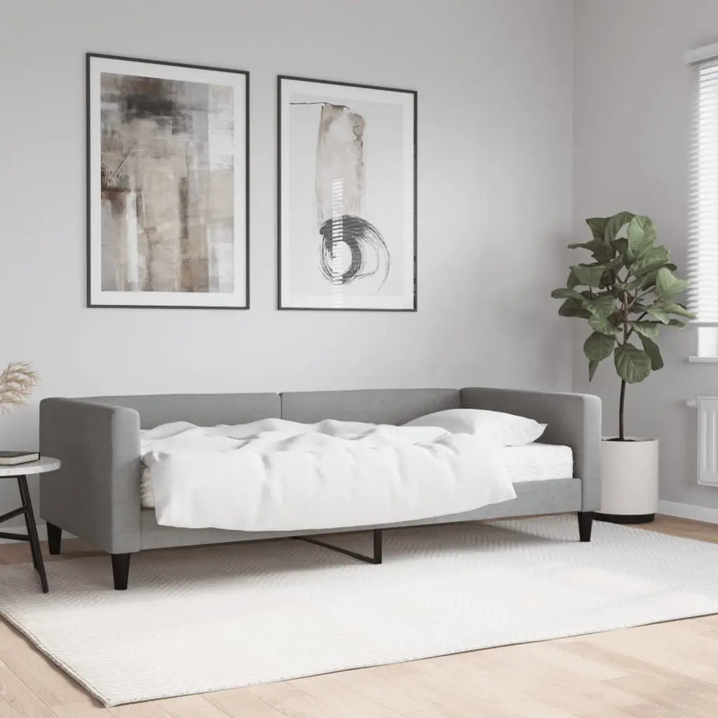 Vetonek Sofá cama con colchón tela gris claro 90x190 cm