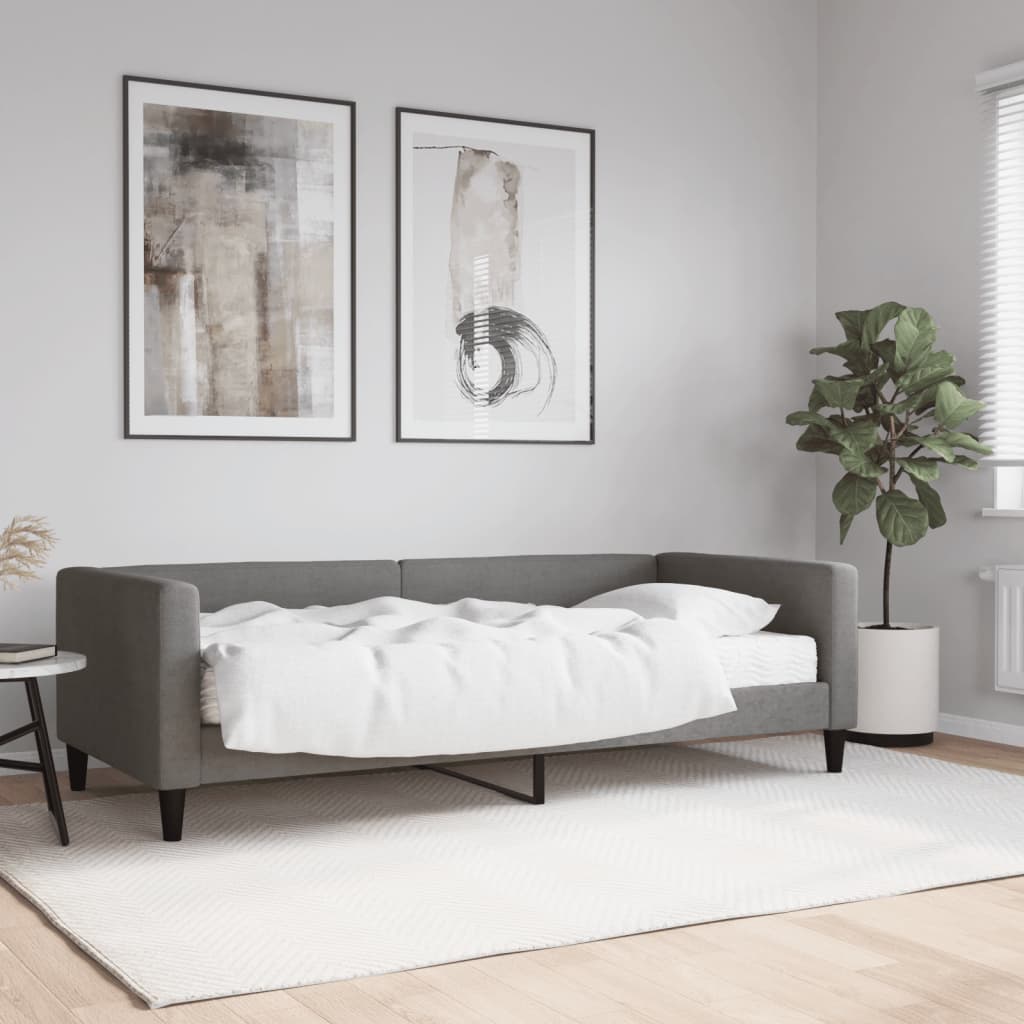 Vetonek Sofá cama con colchón, gris oscuro 90x190 cm