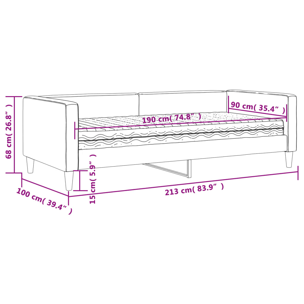 Sofa bed with black fabric 90x190 cm