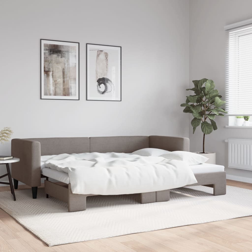 Vetonek Sofá cama nido tela gris taupe 80x200 cm