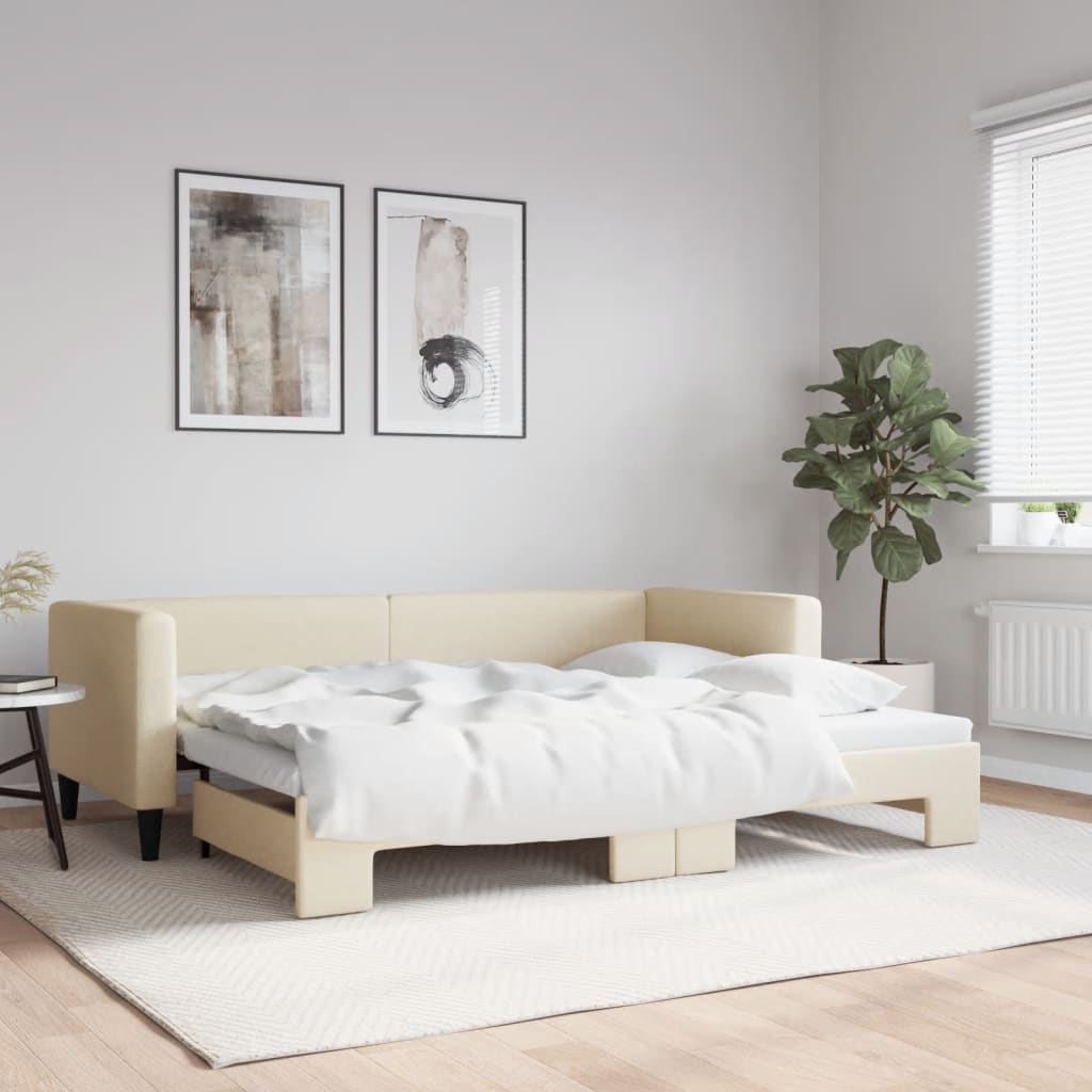 Vetonek Sofá cama nido tela crema 80x200 cm