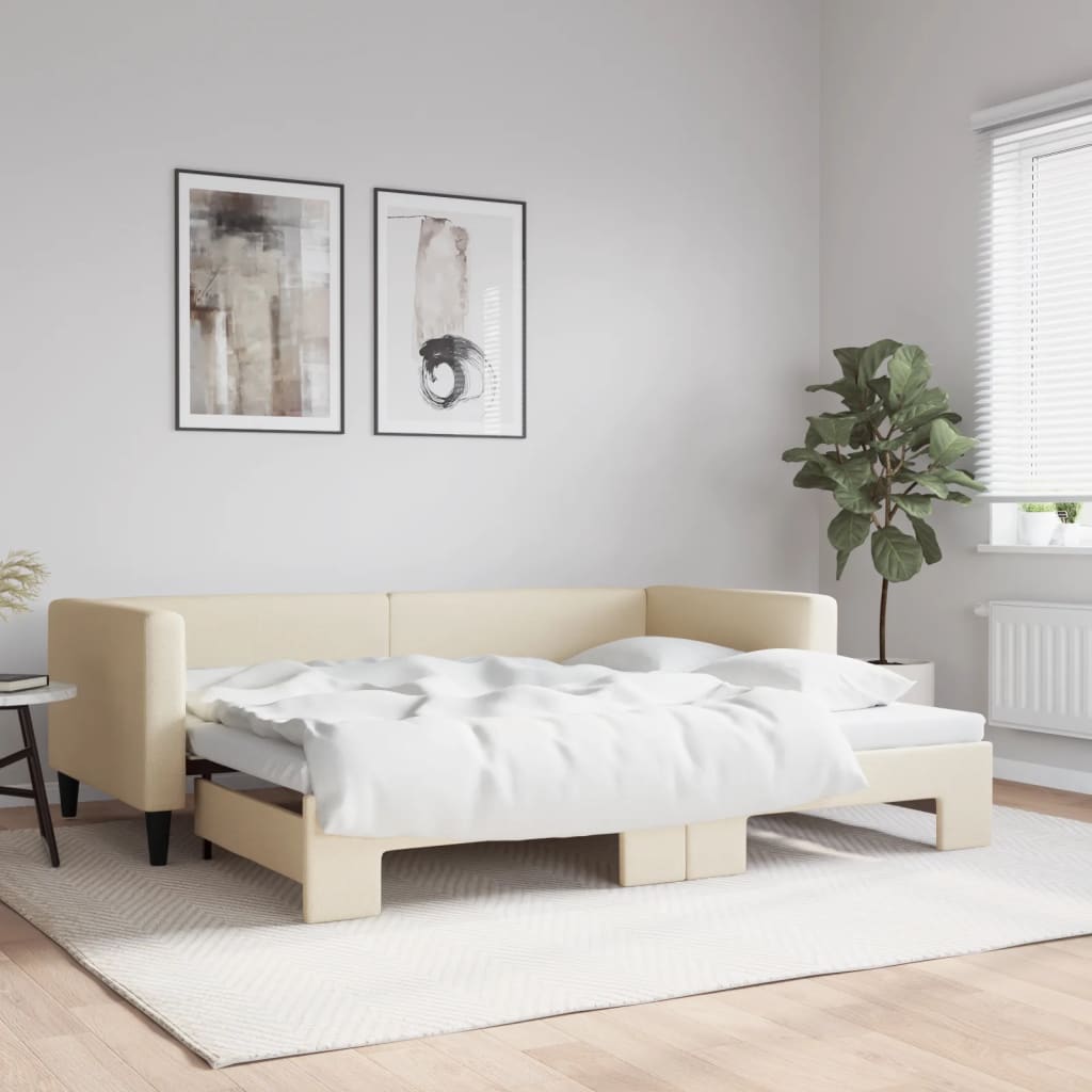 Vetonek Sofá cama nido tela crema 90x200 cm