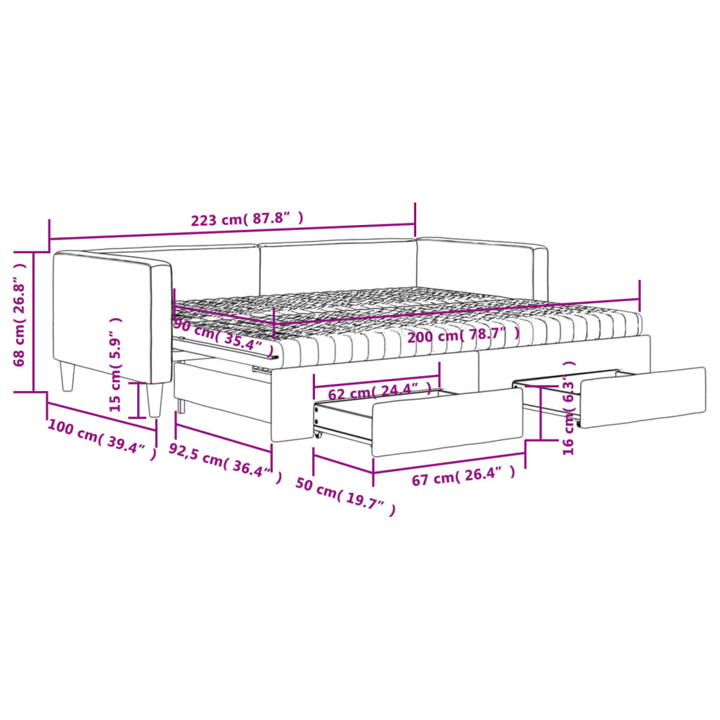 Sofa Bed Nest with Drawers Color Color 90x200 cm