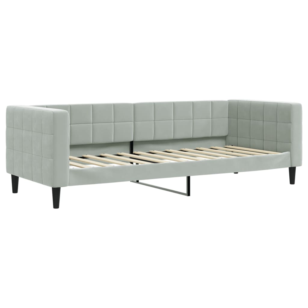 Sofa bed with a light gray velvet mattress 90x200 cm