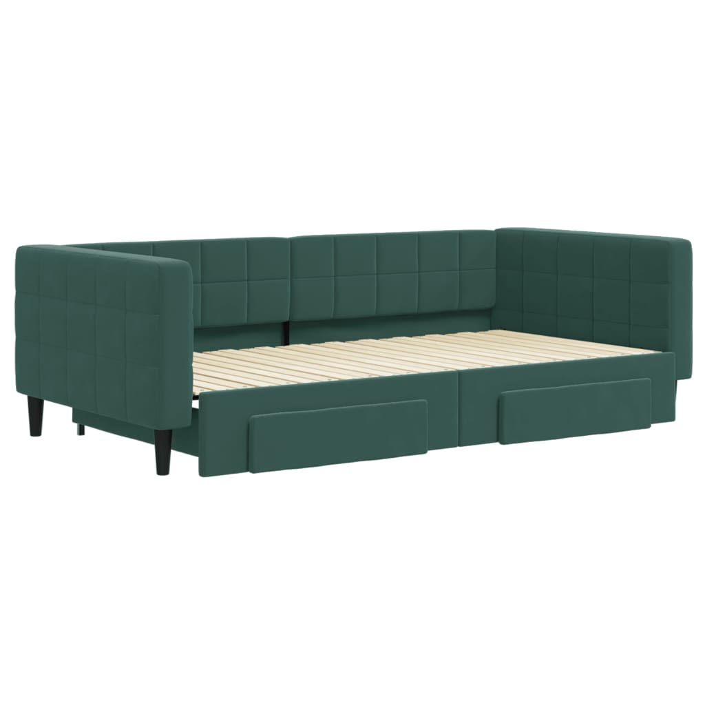 Nido bed with Dark green velvet drawers 100x200 cm