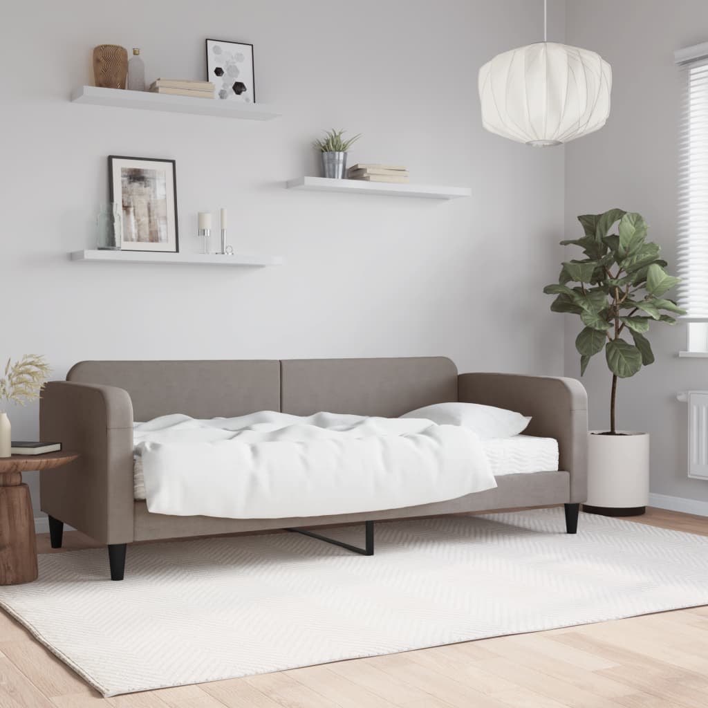 Vetonek Sofá cama con colchón tela gris taupe 80x200 cm