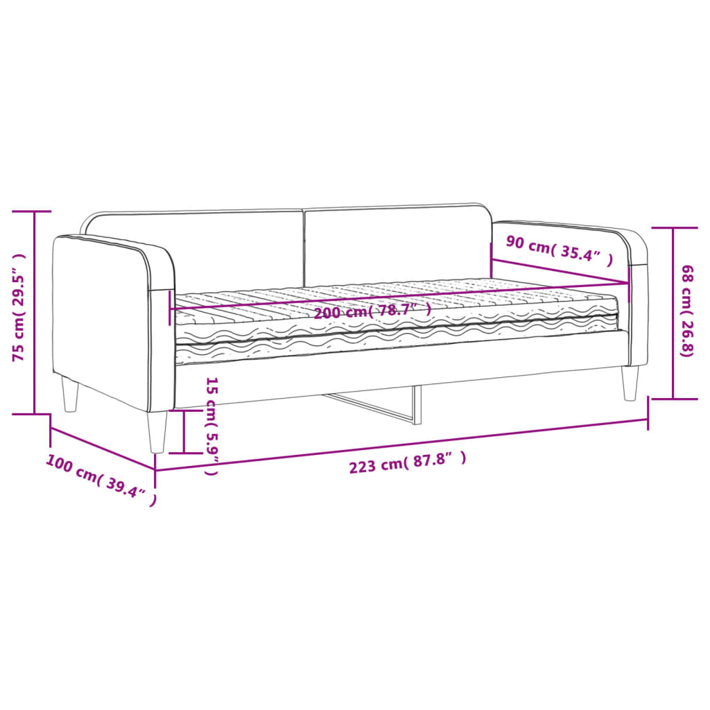 Sofa bed with dark gray fabric 90x200 cm