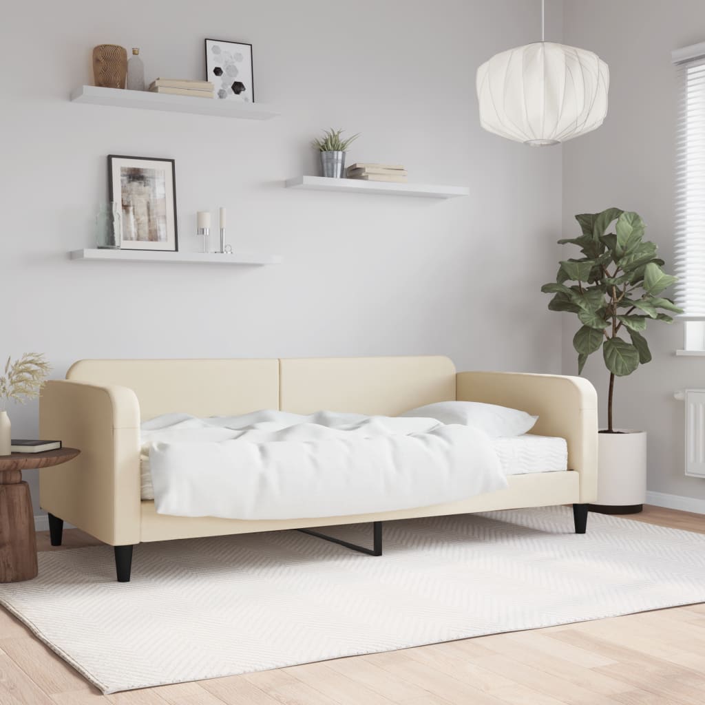 Vetonek Sofá cama con colchón tela crema 90x200 cm