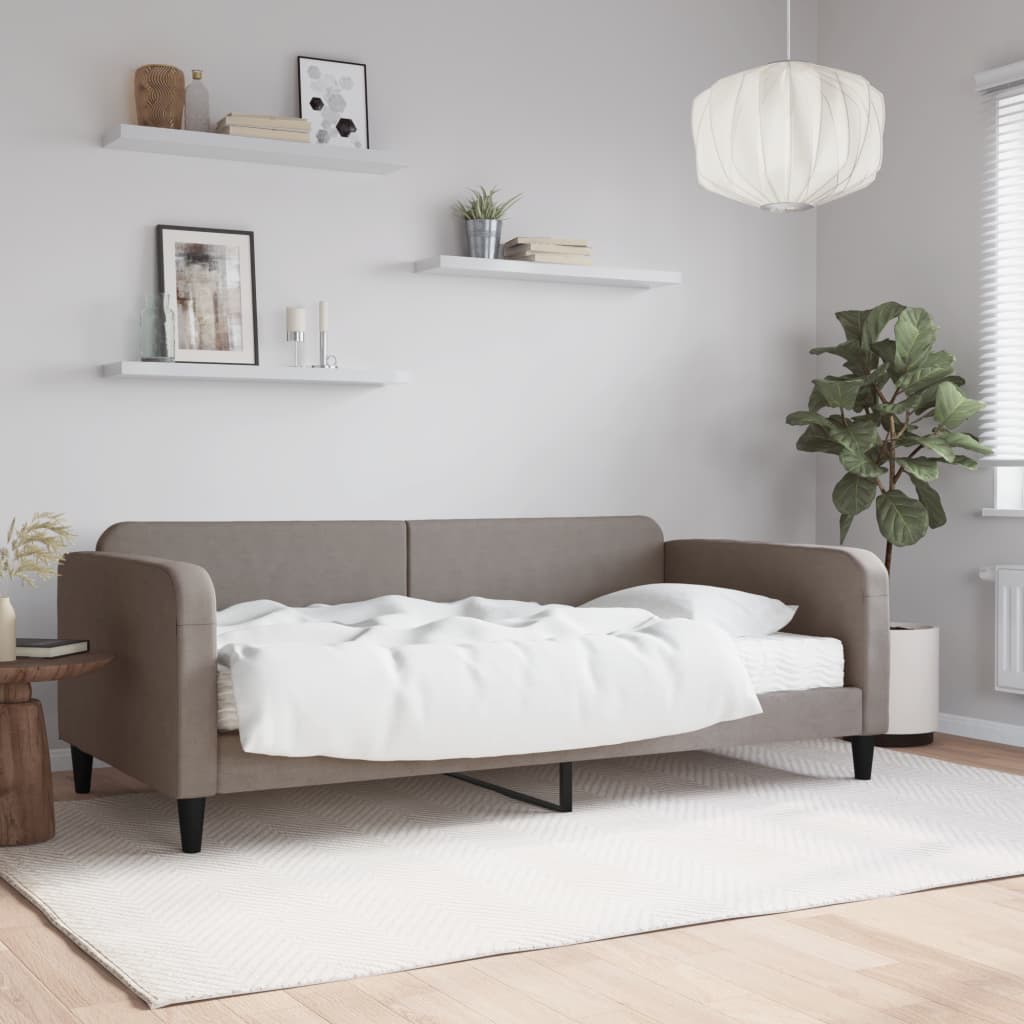 Vetonek Sofá cama con colchón tela gris taupe 100x200 cm