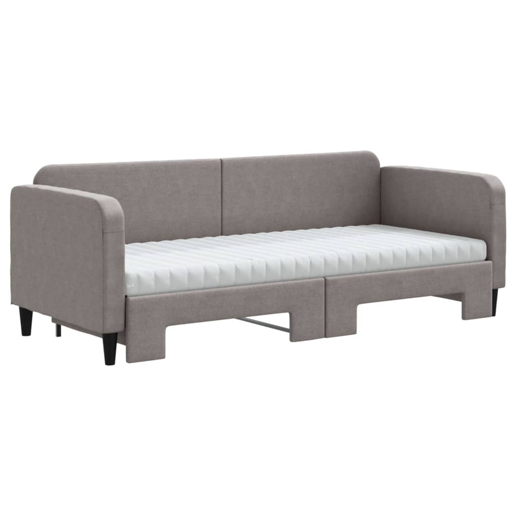 Nid canapé-lit avec matelas gris tissu taupe 80x200 cm