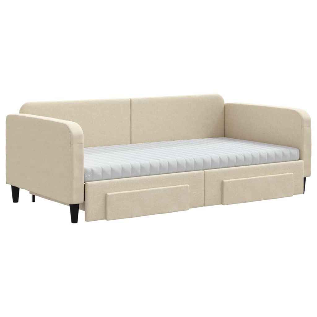 Sofa Bed Nest With Drawers Cream Color 100x200 cm