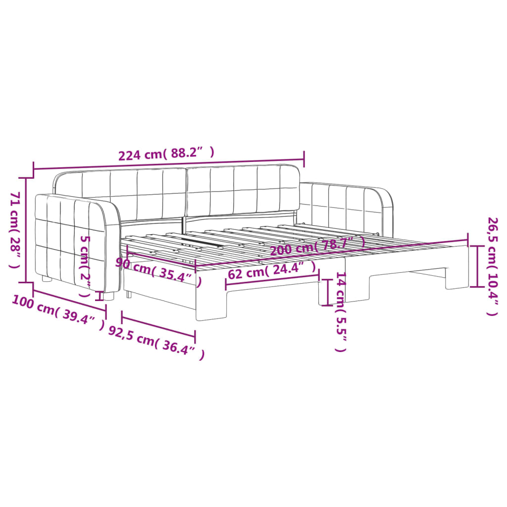 Sofa Nest Bett rosa Samt 90x200 cm